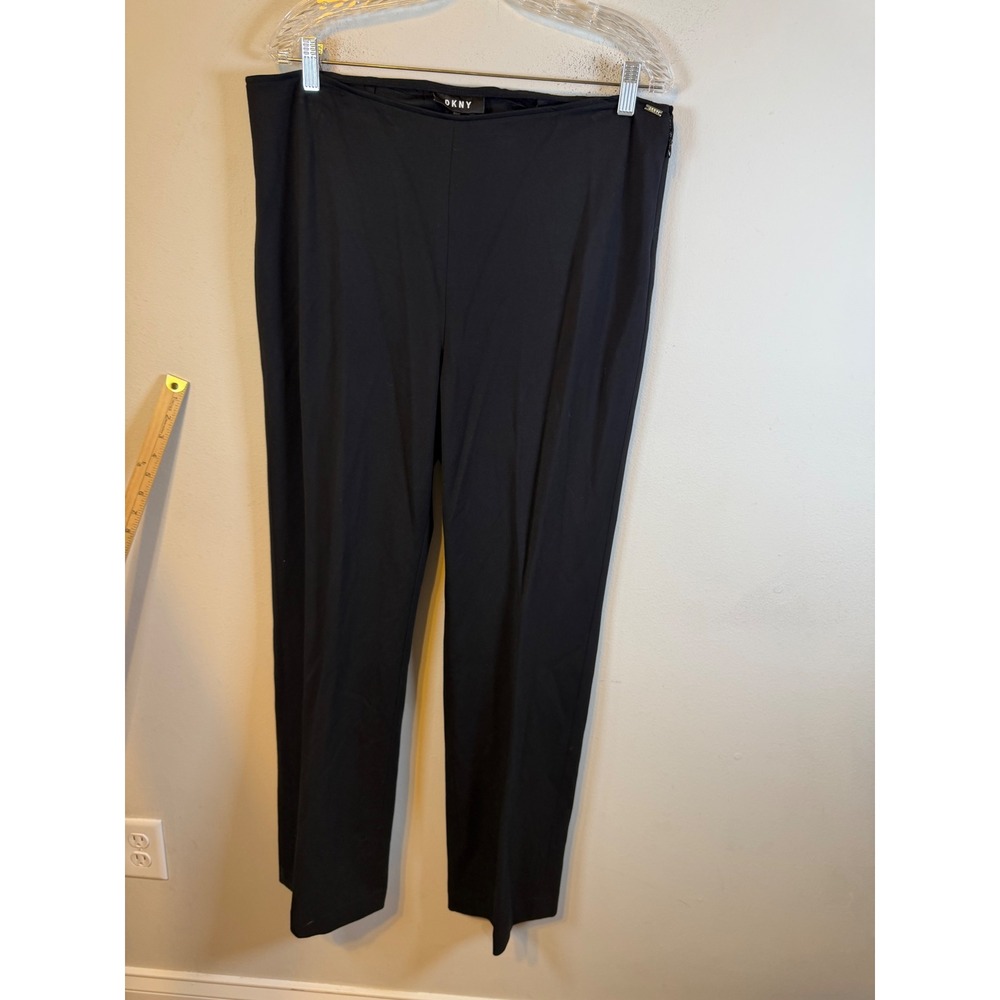 DKNY Womens Dress Pants Side Zip Ponte Knit Black Size 16